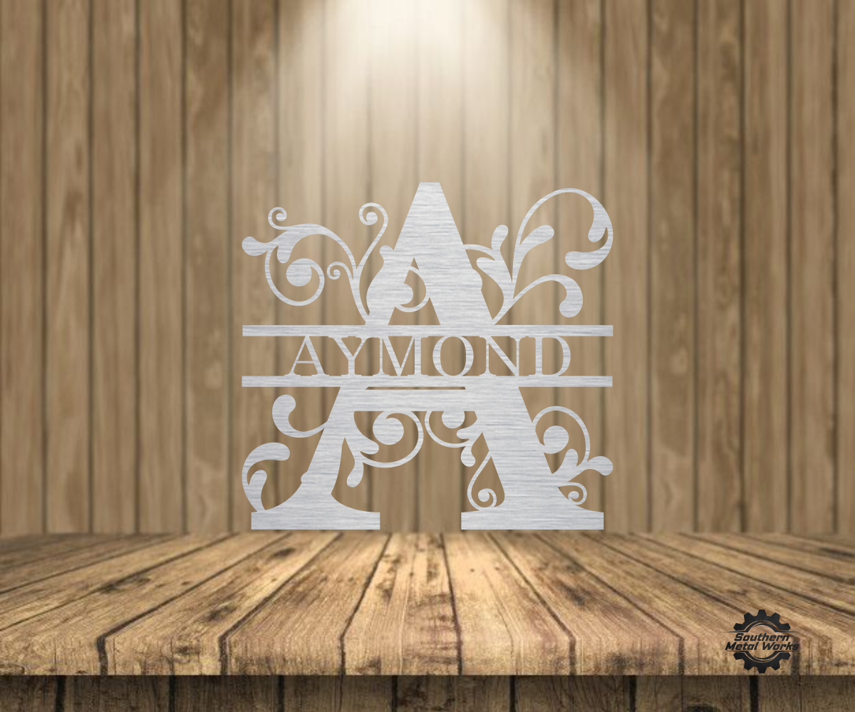 Personalized Split Letter Monogram-Metal Wall Art Décor