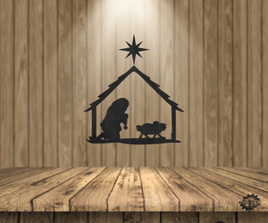 Santa | Praying | Baby Jesus | Santa Praying over baby Jesus | Christian decor | Metal wall art